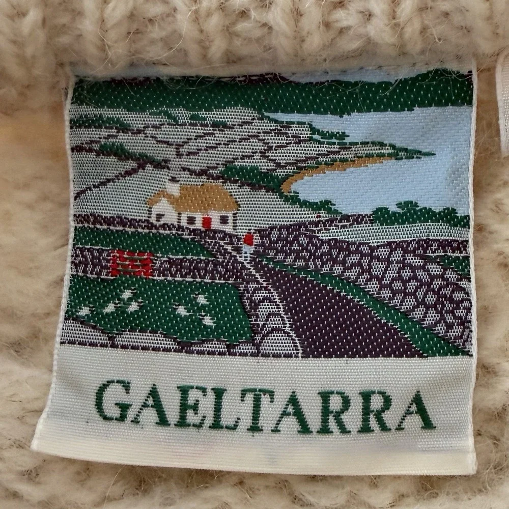Vtg Irish Wool Fisherman Sweater Aran Knit Chunky Ivory Cable Knit Cream *READ*
